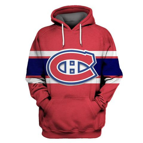 Canadiens Red All Stitched Hooded Sweatshirt