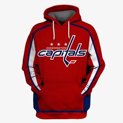 Capitals Red All Stitched Hooded Sweatshirt