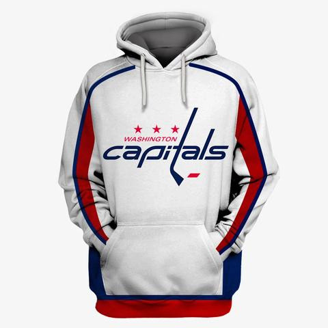 Capitals White All Stitched Hooded Sweatshirt