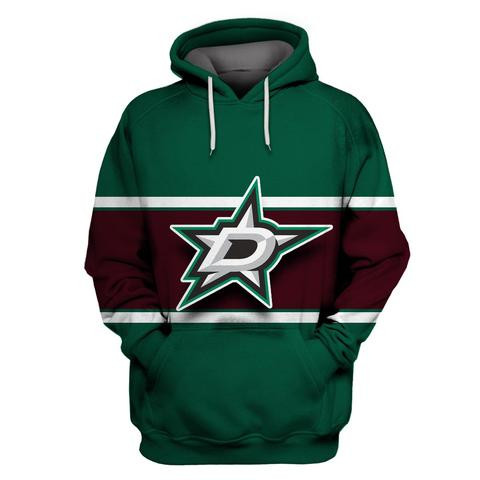 Dallas Stars Green Wine All Stitched Hooded Sweatshirt - Click Image to Close