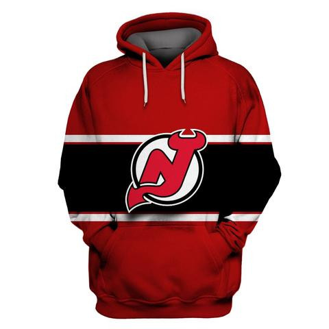 Devils Red All Stitched Hooded Sweatshirt