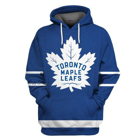 Maple Leafs Blue All Stitched Hooded Sweatshirt