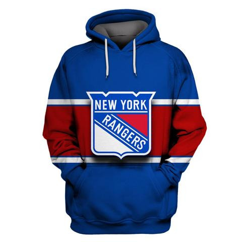 NY Rangers Blue All Stitched Hooded Sweatshirt