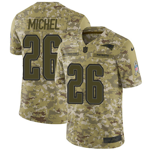 Nike Patriots 26 Sony Michel Camo Salute To Service Limited Jersey