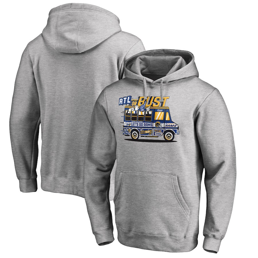 Los Angeles Rams NFL Pro Line by Fanatics Branded Super Bowl LIII Bound ATL Or Bust Pullover Hoodie Heather Gray