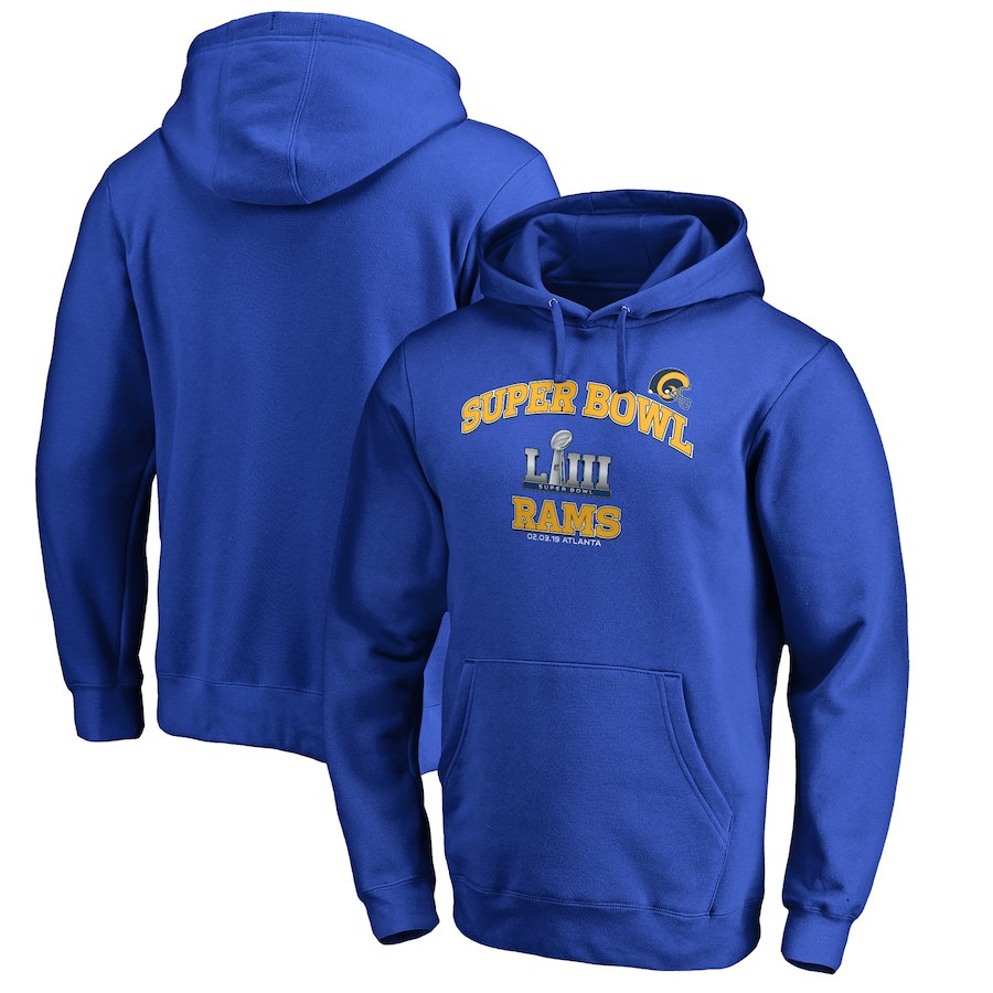 Los Angeles Rams NFL Pro Line by Fanatics Branded Super Bowl LIII Bound Heart & Soul Pullover Hoodie Royal