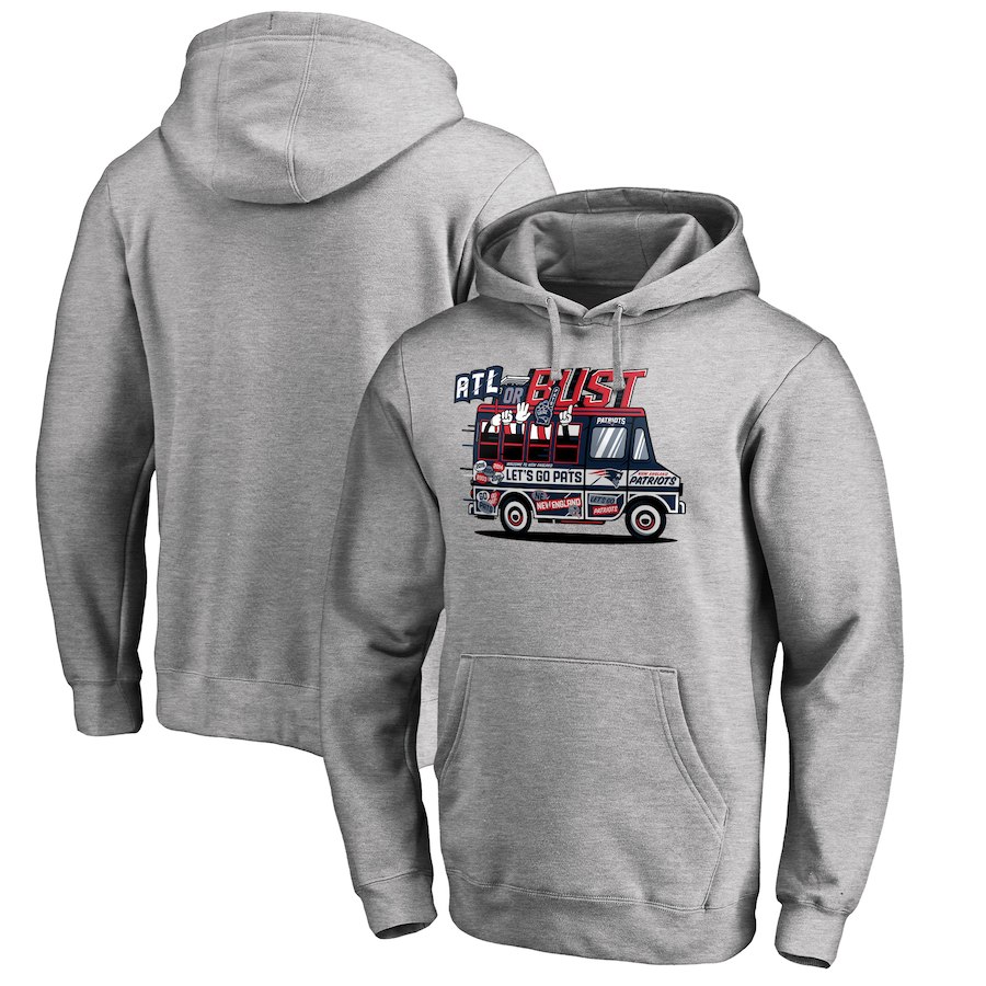New England Patriots NFL Pro Line by Fanatics Branded Super Bowl LIII Bound ATL Or Bust Pullover Hoodie Heather Gray