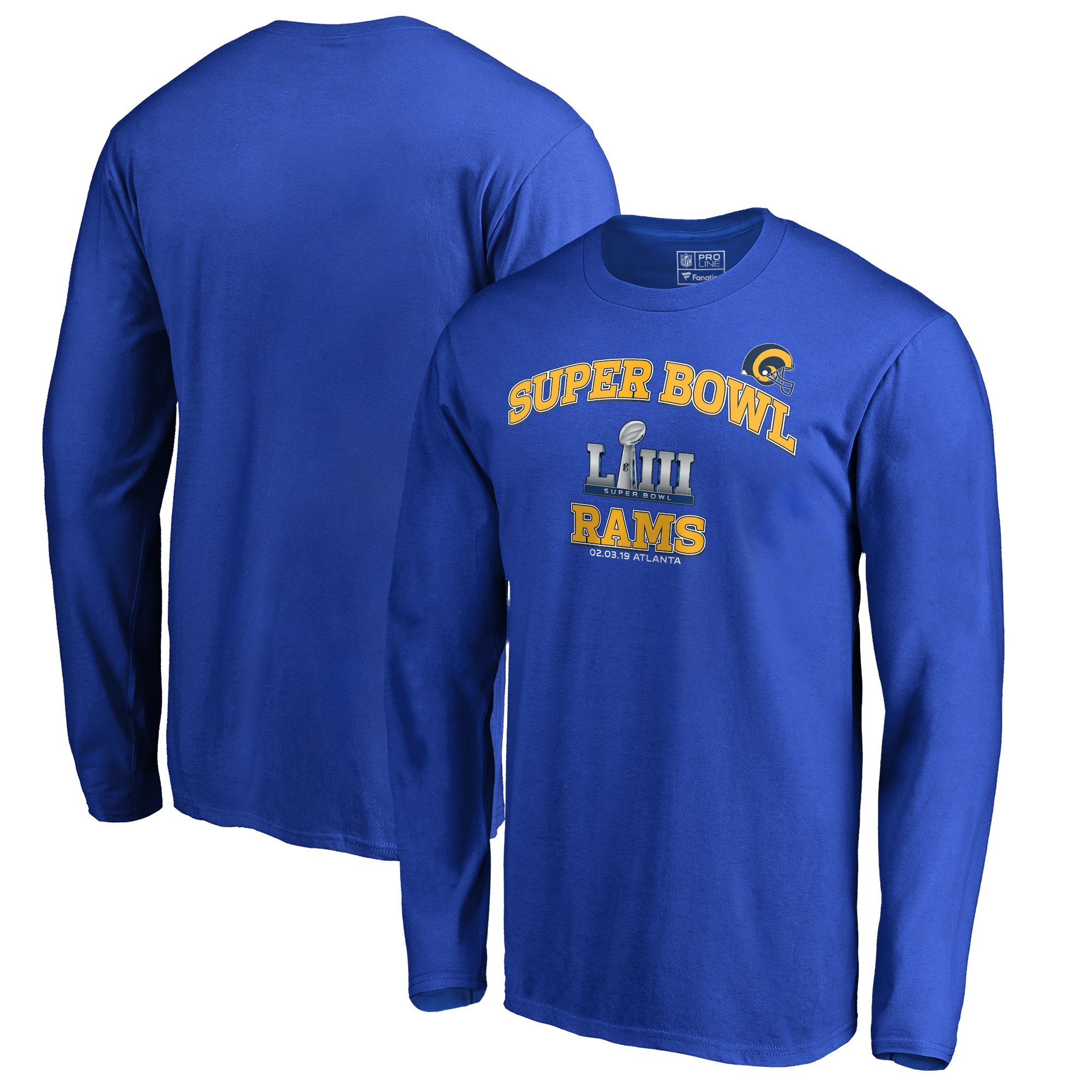 Los Angeles Rams NFL Pro Line by Fanatics Branded Super Bowl LIII Bound Heart & Soul Long Sleeve T-Shirt Royal