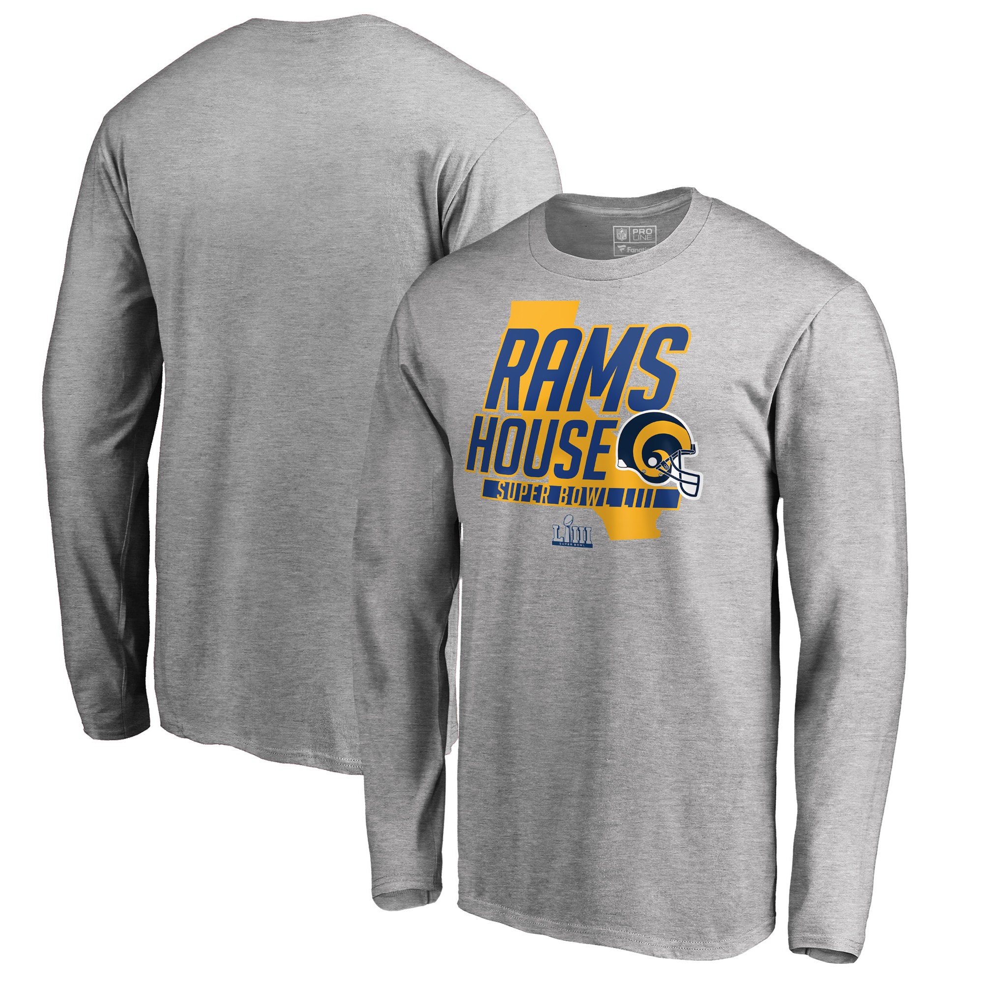 Los Angeles Rams NFL Pro Line by Fanatics Branded Super Bowl LIII Bound Hometown Slogan Long Sleeve T-Shirt Heather Gray