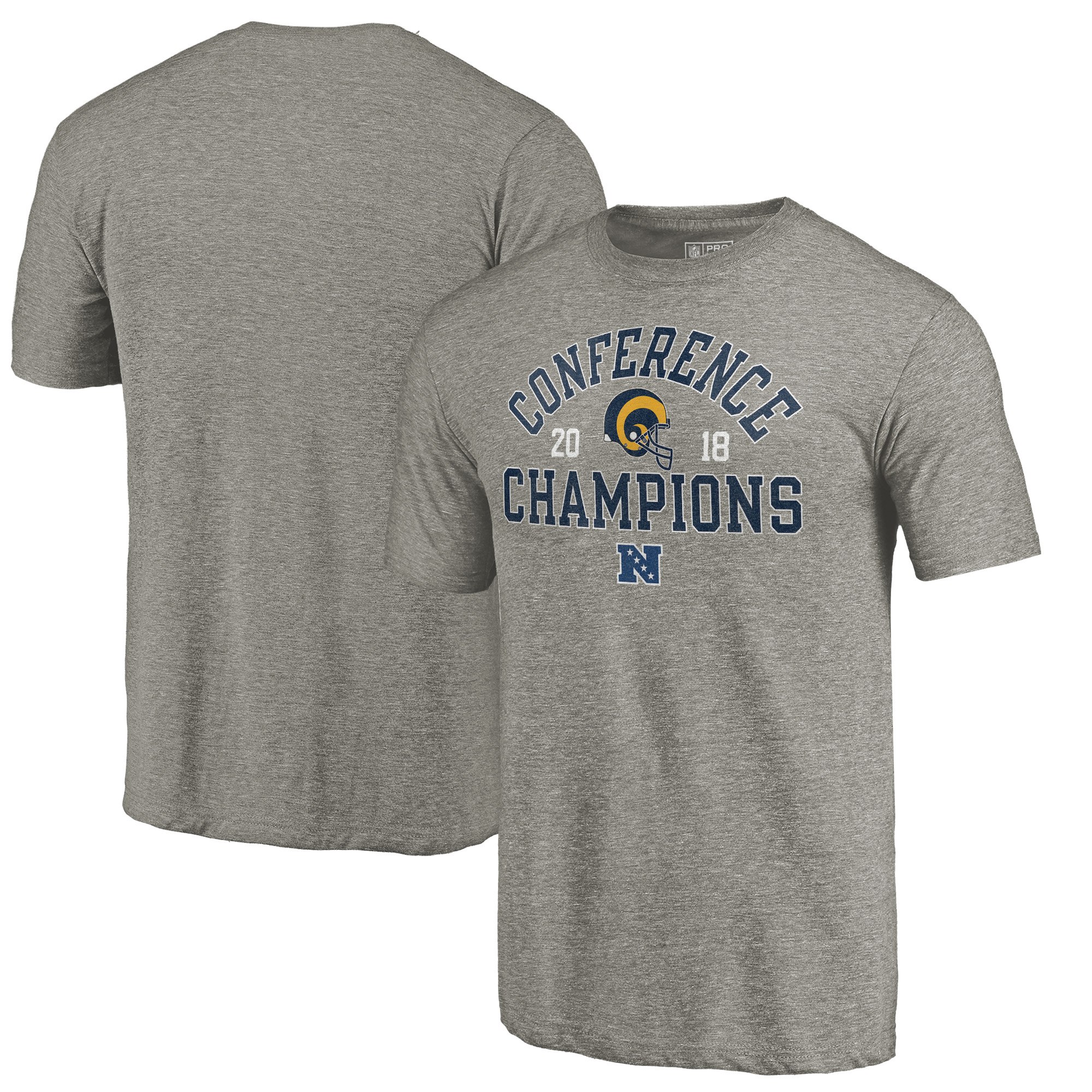 Los Angeles Rams NFL Pro Line by Fanatics Branded 2018 NFC Champions Scrimmage Tri Blend T-Shirt Gray