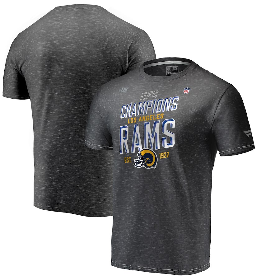 Los Angeles Rams NFL Pro Line by Fanatics Branded 2018 NFC Champions Trophy Collection Locker Room T-Shirt Heather Charcoal