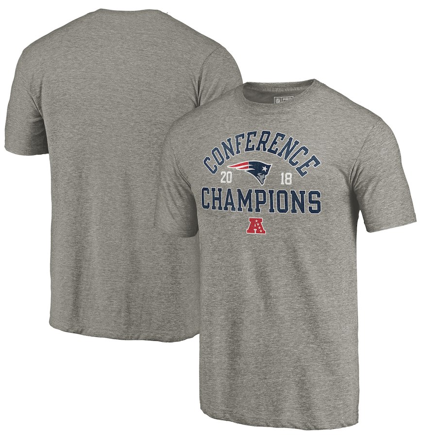New England Patriots NFL Pro Line by Fanatics Branded 2018 AFC Champions Scrimmage Tri Blend T-Shirt Gray