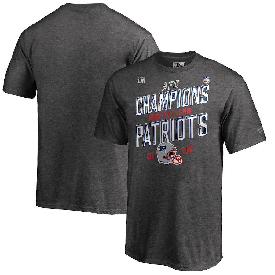 New England Patriots NFL Pro Line by Fanatics Branded Preschool 2018 AFC Champions Trophy Collection Locker Room T-Shirt Heather Charcoal - Click Image to Close