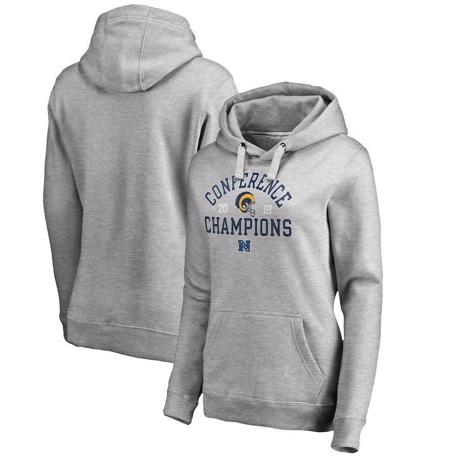 Los Angeles Rams NFL Pro Line by Fanatics Branded Women's 2018 NFC Champions Scrimmage Pullover Hoodie Heather Gray