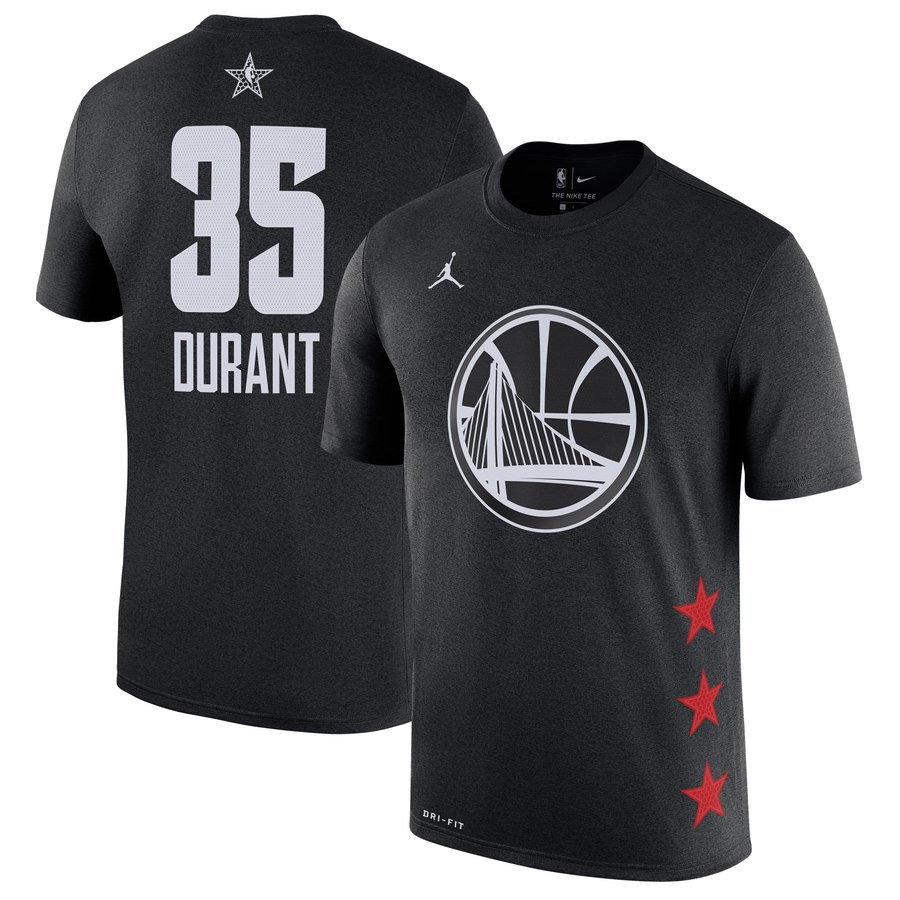 Warriors 35 Kevin Durant Black 2019 NBA All-Star Game Men's T-Shirt