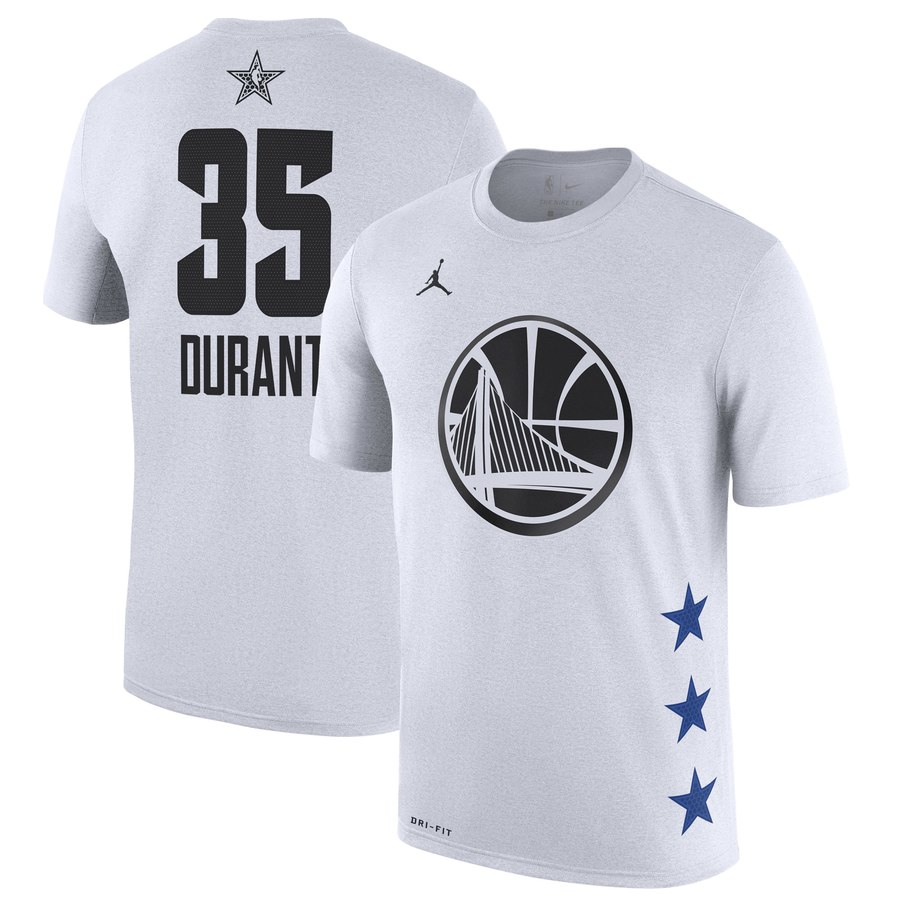 Warriors 35 Kevin Durant White 2019 NBA All-Star Game Men's T-Shirt - Click Image to Close