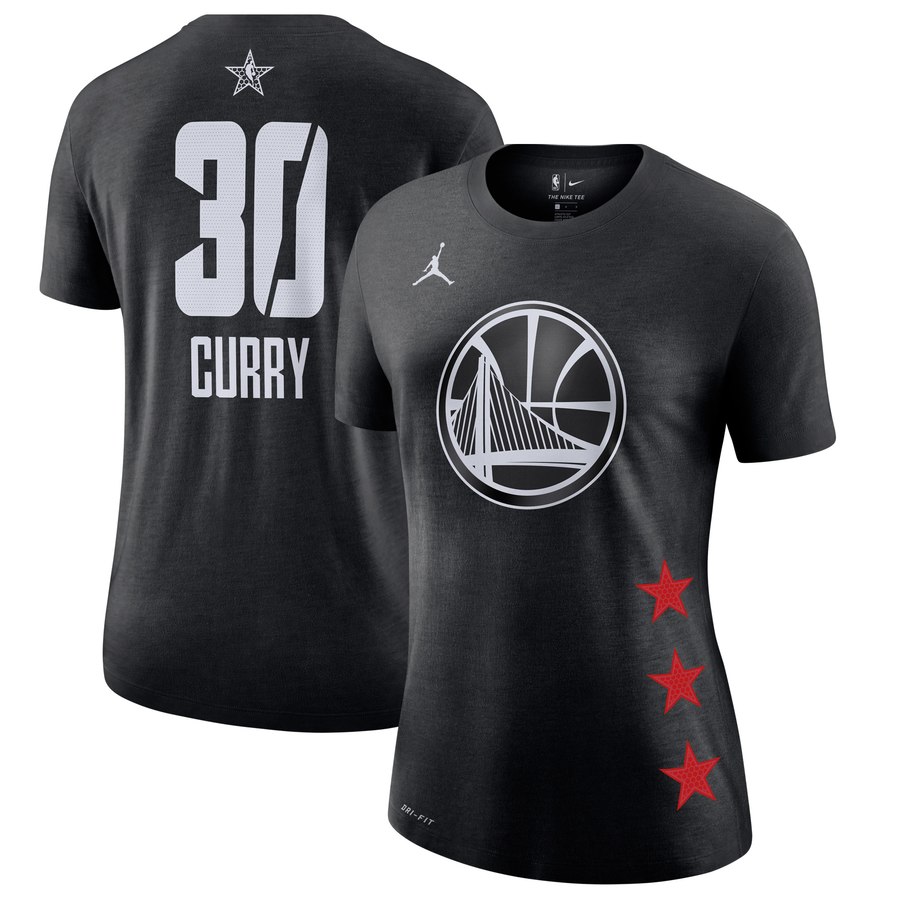 Warriors 30 Stephen Curry Black 2019 NBA All-Star Game Women's T-Shirt