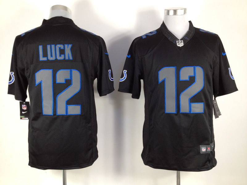 Nike Colts 12 Andrew Luck Black Impact Limited Jersey