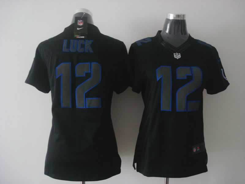 Nike Colts 12 Andrew Luck Black Women Impact Limited Jersey