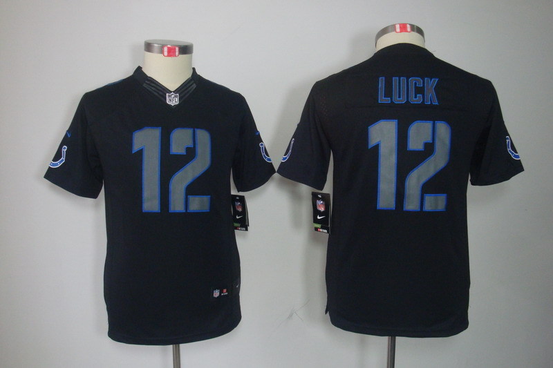 Nike Colts 12 Andrew Luck Black Youth Impact Limited Jersey