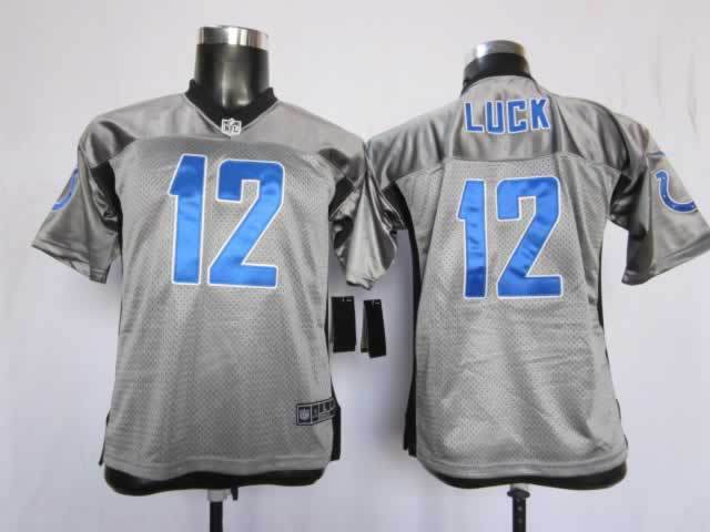 Nike Colts 12 Andrew Luck Gray Youth Lights Out Limited Jersey