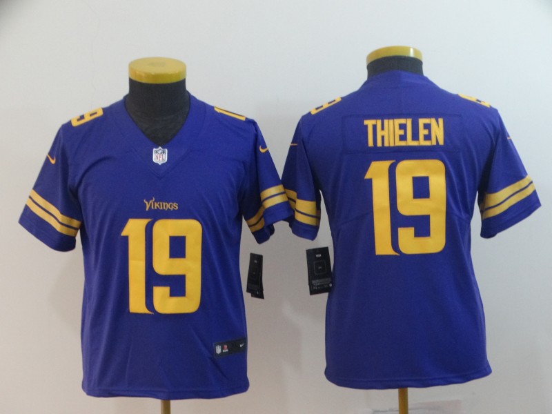 Nike Vikings 19 Adam Thielen Purple Youth Color Rush Limited Jersey