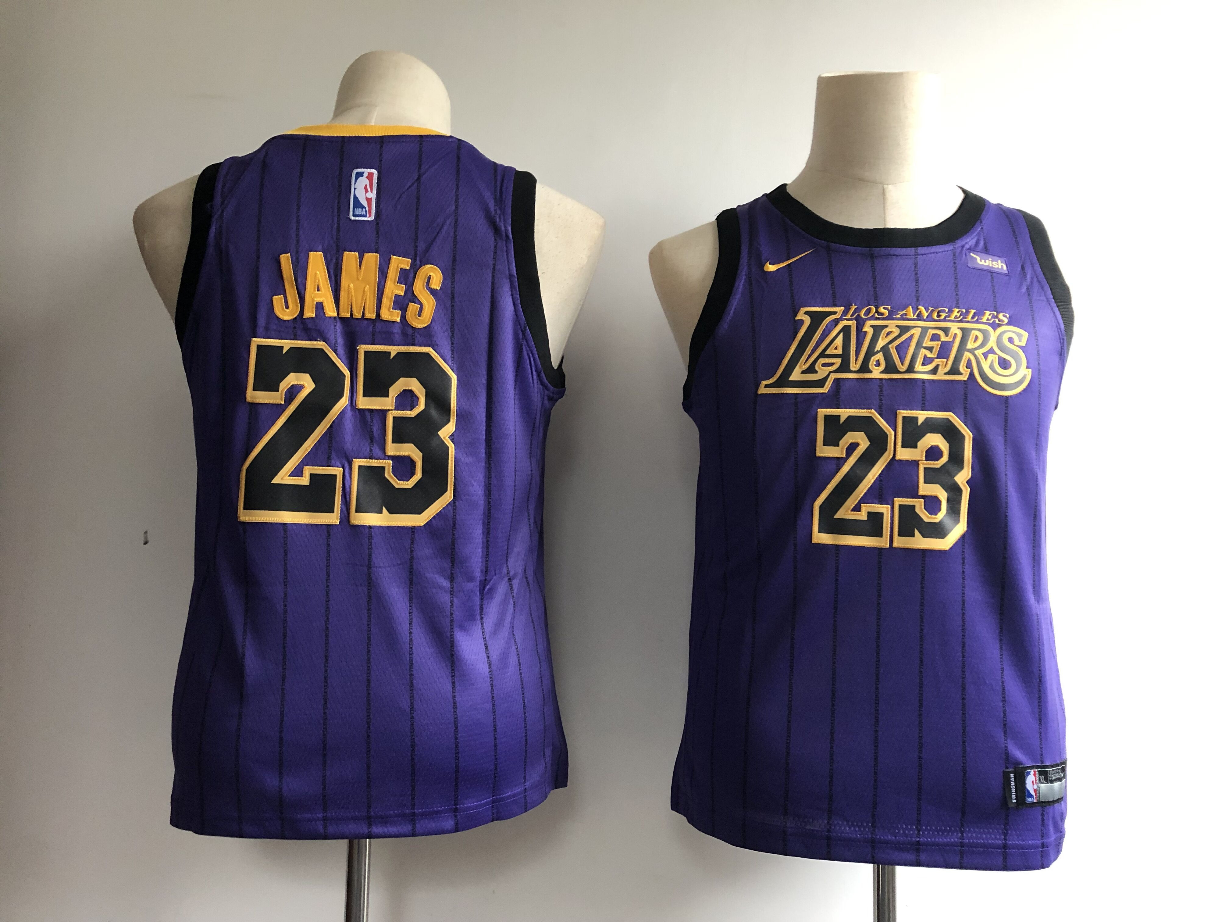 Lakers 23 Lebron James Purple Youth 2018-19 City Edition Nike Swingman Jersey