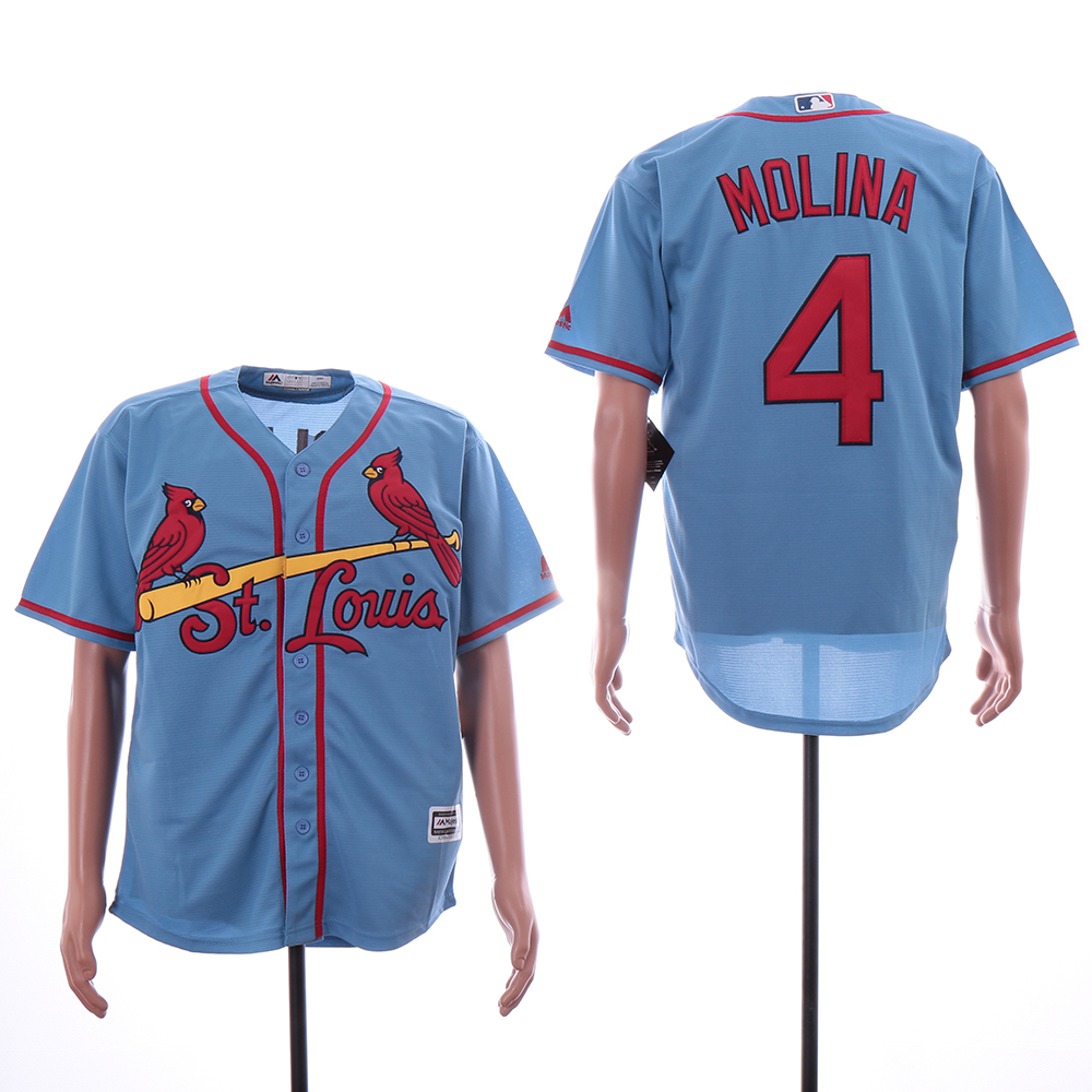 Cardinals 4 Yadier Molina Light Blue Cool Base Jersey