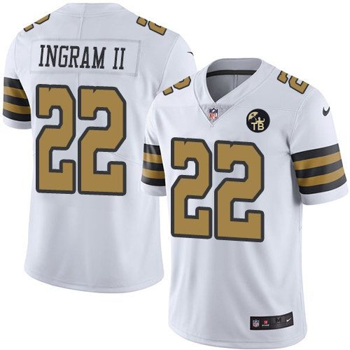 Nike Saints 22 Mark Ingram II White With Tom Benson Patch Color Rush Limited Jersey