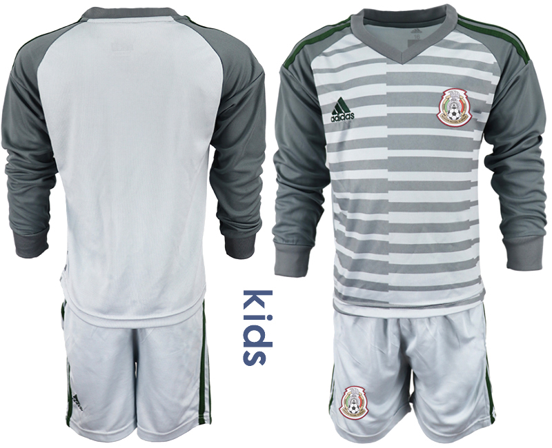 Mexico Gray Youth 2018 FIFA World Cup Long Sleeve Goalkeeper Soccer Jersey
