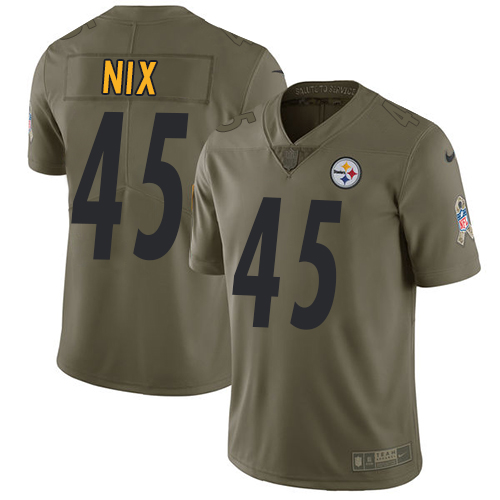 Nike Steelers 45 Roosevelt Nix Olive Salute To Service Limited Jersey
