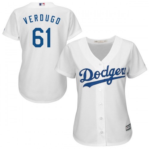 Dodgers 61 Alex Verdugo White Women Cool Base Jersey - Click Image to Close