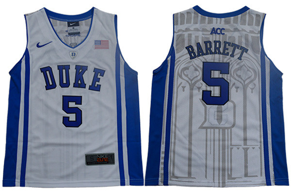 Duke Blue Devils 5 RJ Barrett White Youth Nike Elite College Basketball Jersey