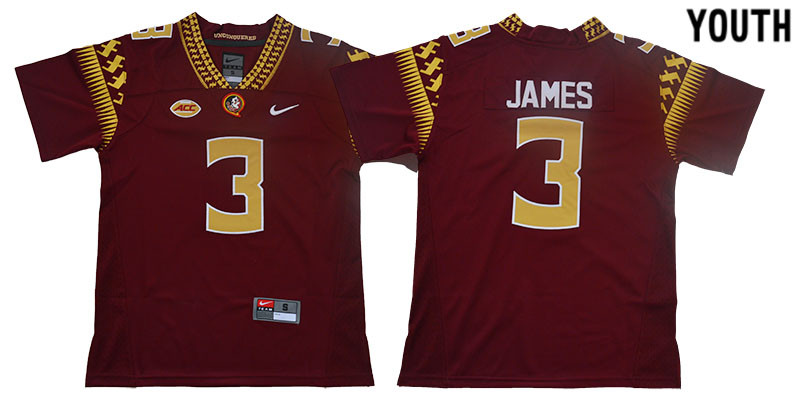 Florida State Seminoles 3 Derwin James Red Youth College Football Jersey