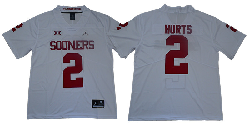 Oklahoma Sooners 2 Jalen Hurts White College Football Jersey