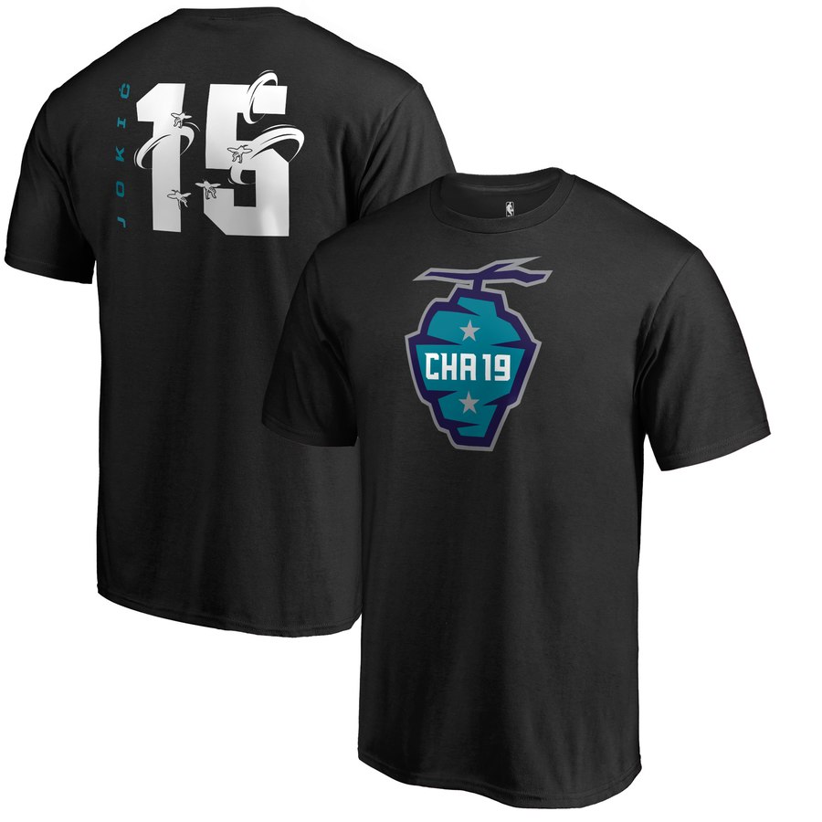 Denver Nuggets 15 Nikola Jokic Fanatics Branded 2019 NBA All-Star Game The Buzz Side Sweep Name & Number T-Shirt Black