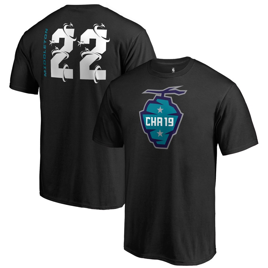 Milwaukee Bucks 22 Khris Middleton Fanatics Branded 2019 NBA All-Star Game The Buzz Side Sweep Name & Number T-Shirt Black