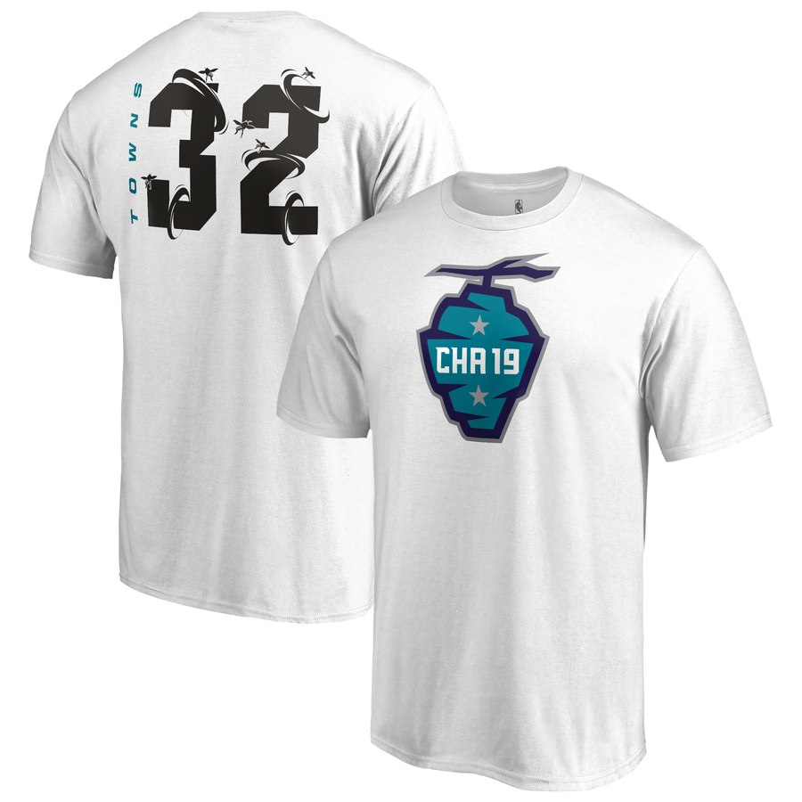 Minnesota Timberwolves 32 Karl-Anthony Towns Fanatics Branded 2019 NBA All-Star Game The Buzz Side Sweep Name & Number T-Shirt White