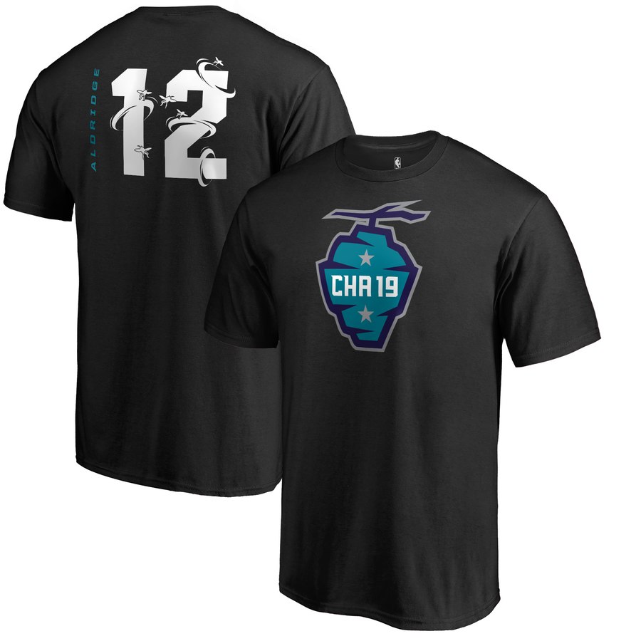 San Antonio Spurs 12 LaMarcus Aldridge Fanatics Branded 2019 NBA All-Star Game The Buzz Side Sweep Name & Number T-Shirt Black