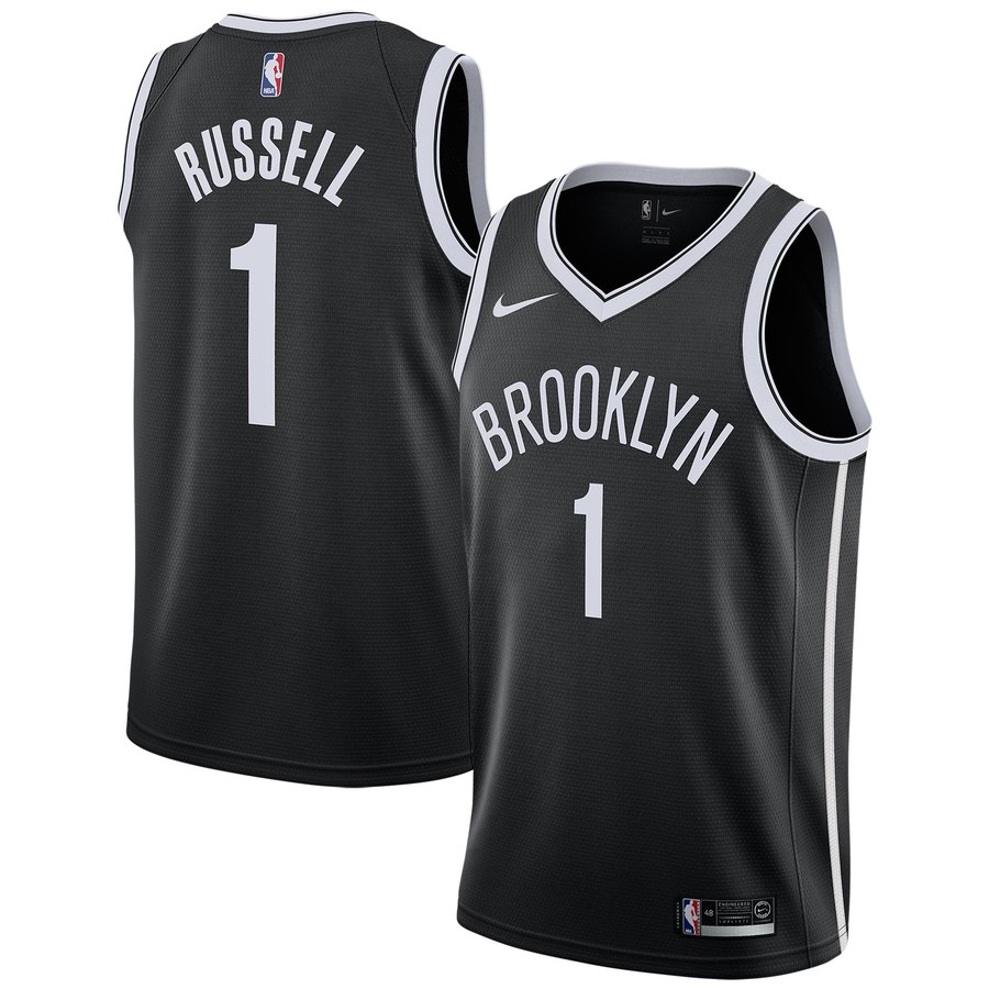 Nets 1 D'Angelo Russell Black Nike Swingman Jersey