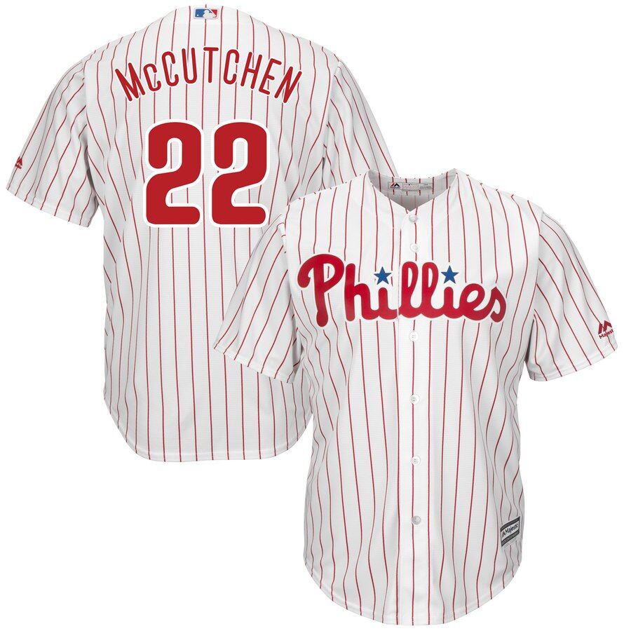 Phillies 22 Andrew McCutchen White Cool Base Jersey - Click Image to Close