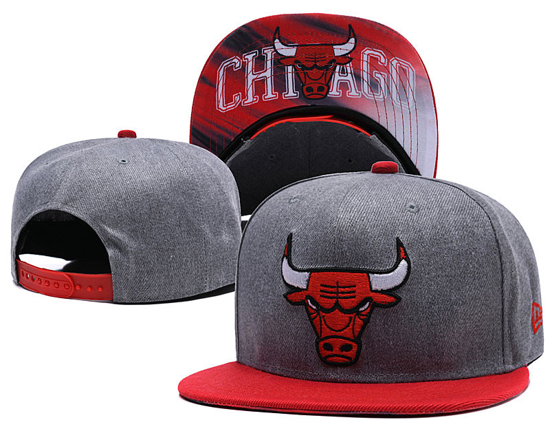 Bulls Fresh Logo Gray Mitchell & Ness Adjustable Hat LH