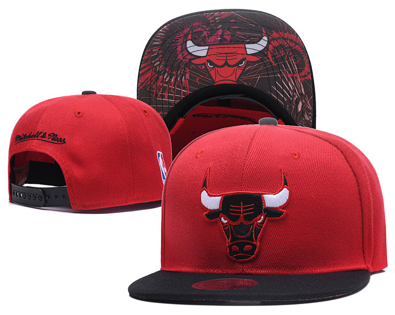 Bulls Fresh Logo Red Black Mitchell & Ness Adjustable Hat LH - Click Image to Close