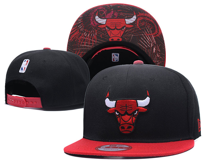 Bulls Team Logo Black Red Adjustable Hat LH