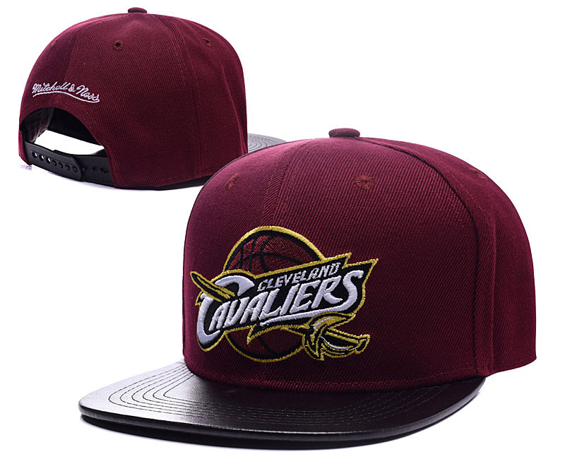Cavaliers Team Logo Red Black Mitchell & Ness Adjustable Hat LH - Click Image to Close