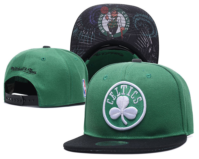 Celtics Team Logo Black Green Mitchell & Ness Adjustable Hat LH