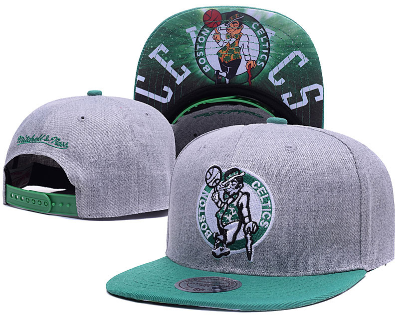 Celtics Team Logo Gray Green Mitchell & Ness Adjustable Hat LH