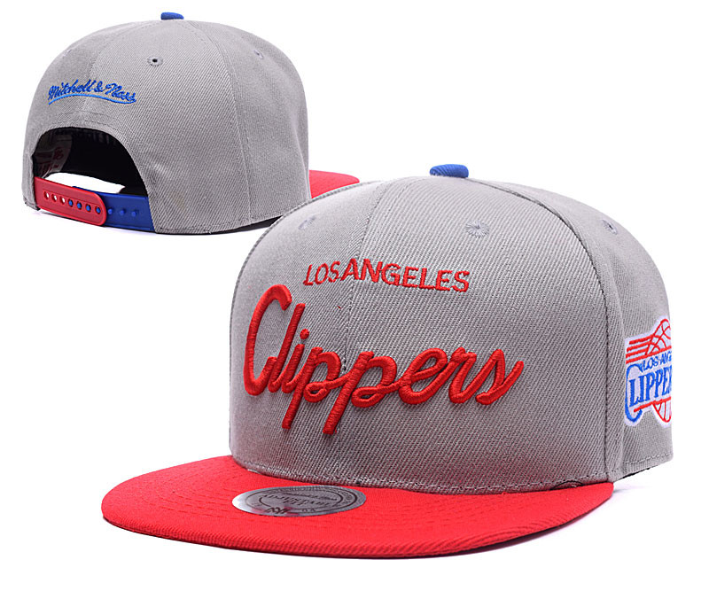 Clippers Team Logo Gray Red Mitchell & Ness Adjustable Hat LH