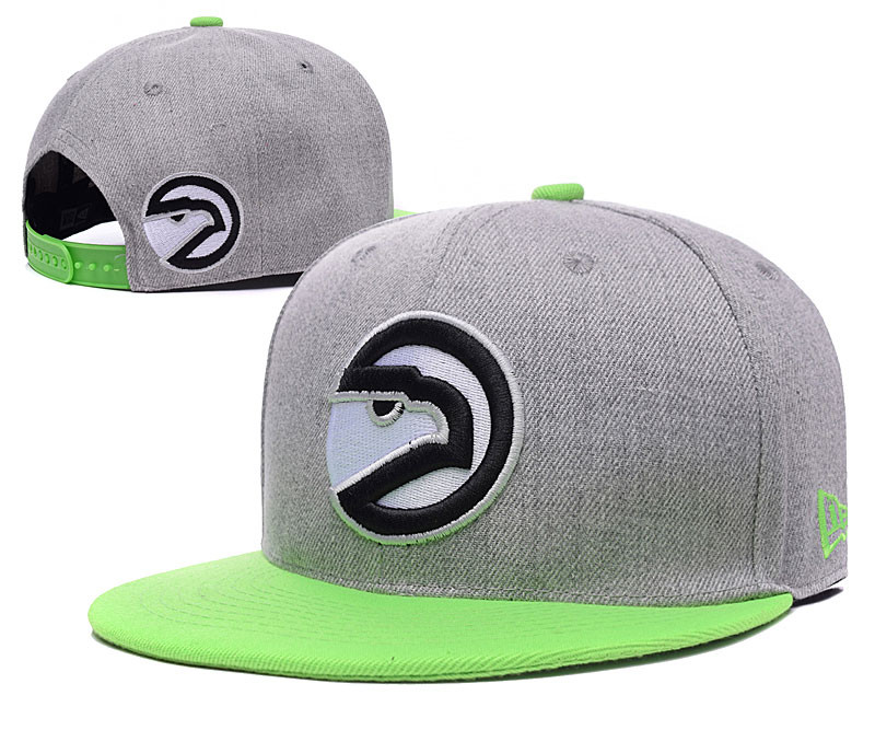 Hawks Team Logo Gray Green Mitchell & Ness Adjustable Hat LH