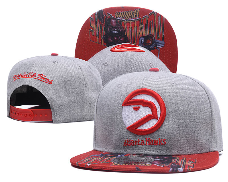 Hawks Team Logo Gray Mitchell & Ness Adjustable Hat LH